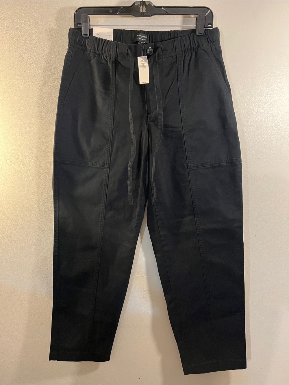 Banana Republic Black Drawstring Chinos with Tapered Leg